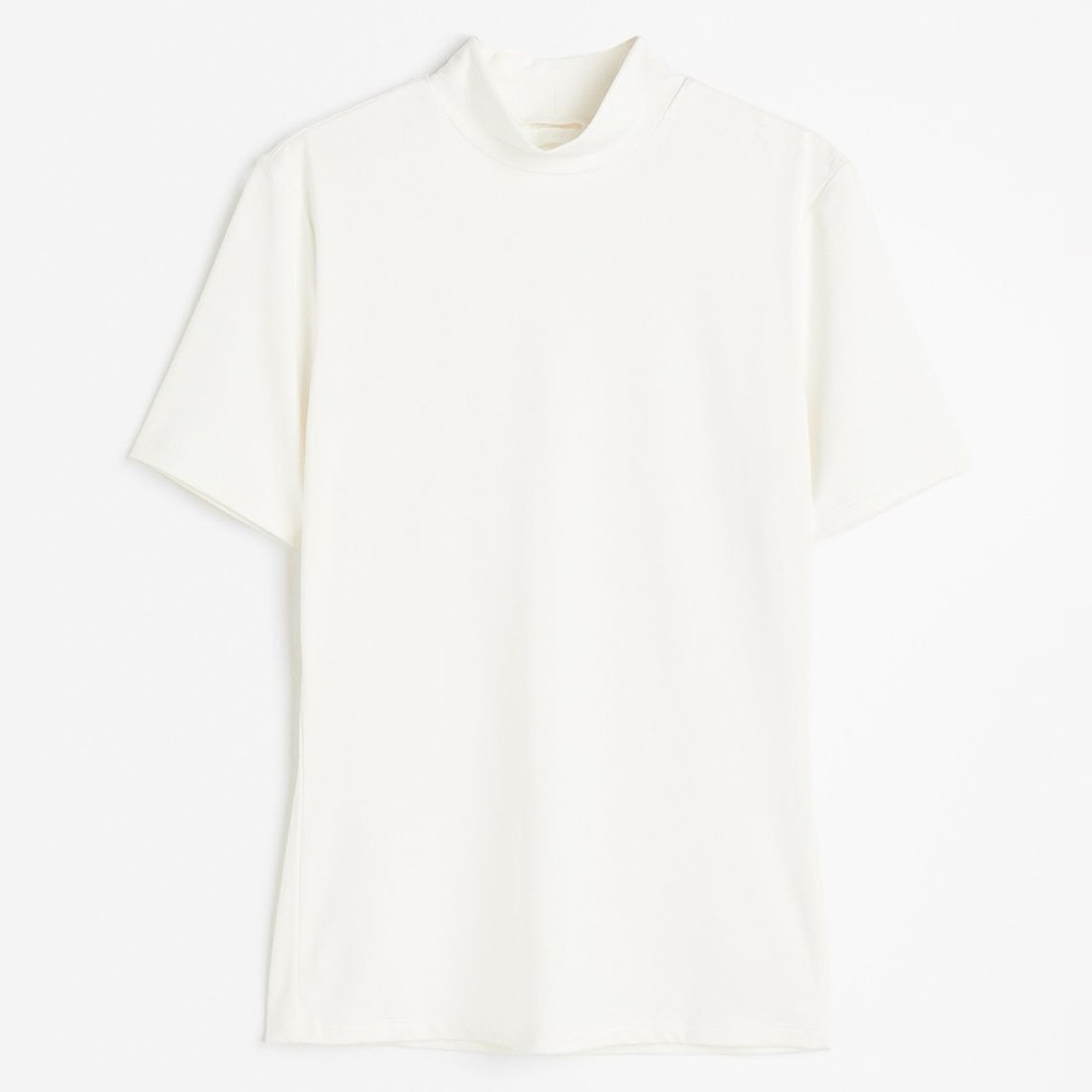 H&M mock neck basic white tee